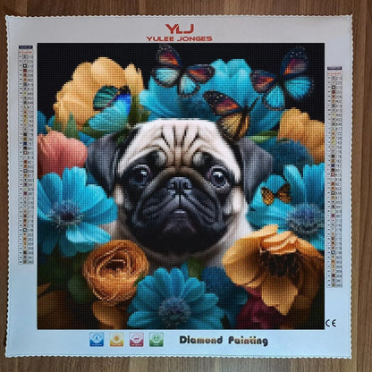 "Butterfly Pug Puppy" - Full Drill Diamond Painting Kit - YLJ Art Shop - YuLee Jonges