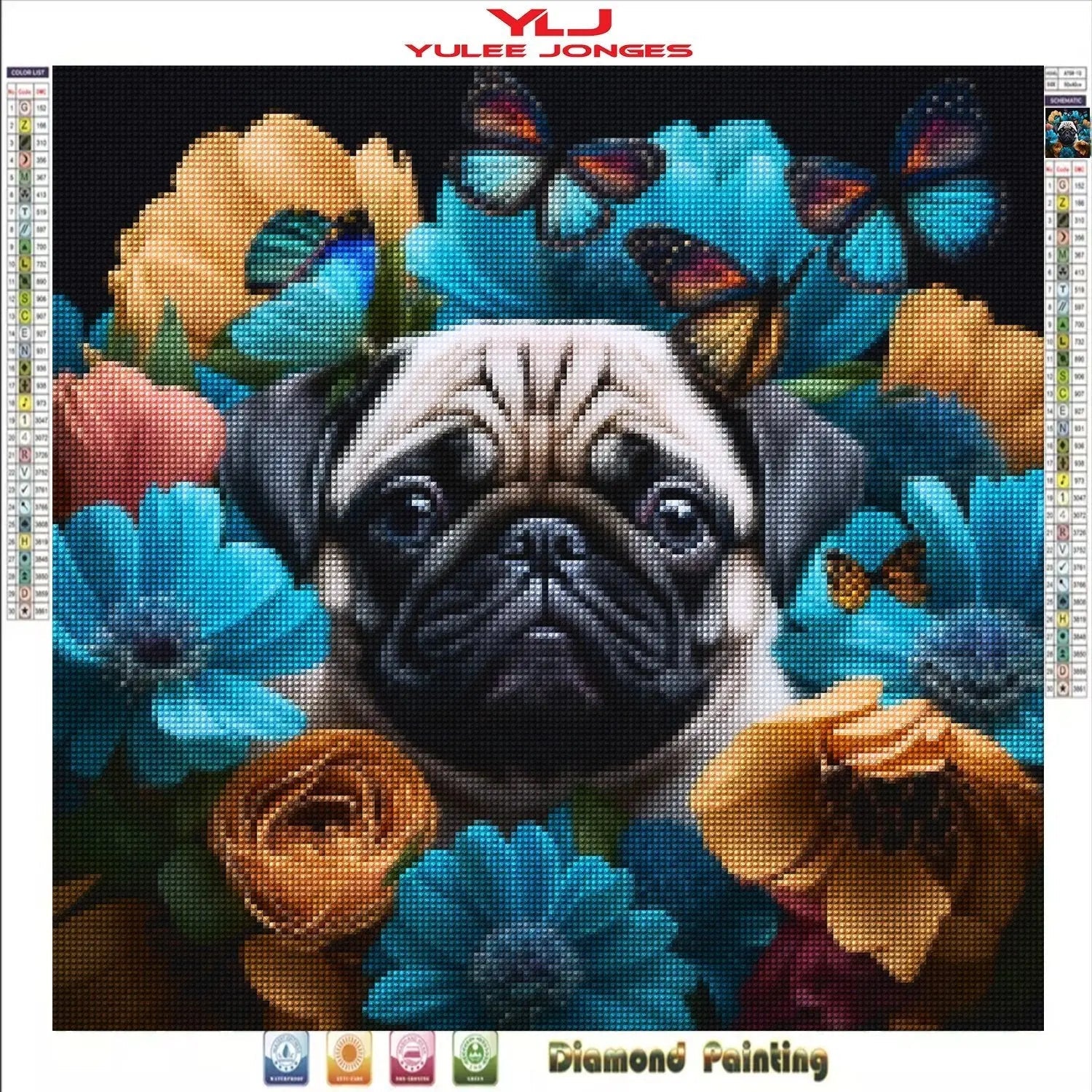 "Butterfly Pug Puppy" - Full Drill Diamond Painting Kit - YLJ Art Shop - YuLee Jonges