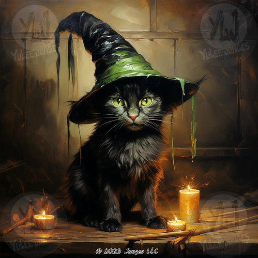"Cat's Cauldron" - Halloween Diamond Painting Kit - YLJ Art Shop - YuLee Jonges