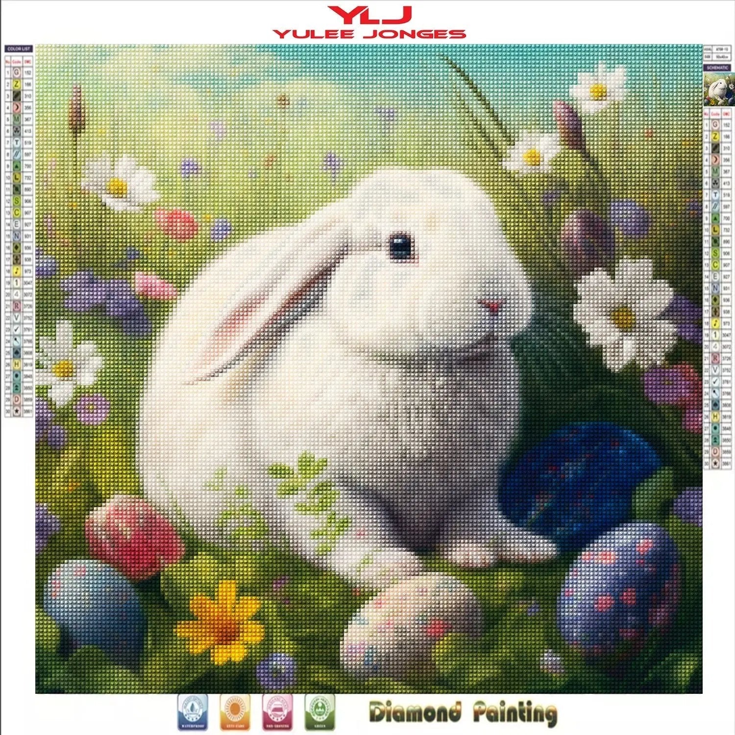 Vaiupiny Easter Diamond Painting by Number Kits,5D DIY Diamond Painting for  Adults,Round Full Drill Art Craft for Wall Decor,Easter Rabbit Diamond Art  Kits(13.8…