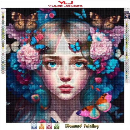 "Enchanting Butterfly Girl" - Full Drill Diamond Painting Kit - YLJ Art Shop - YuLee Jonges