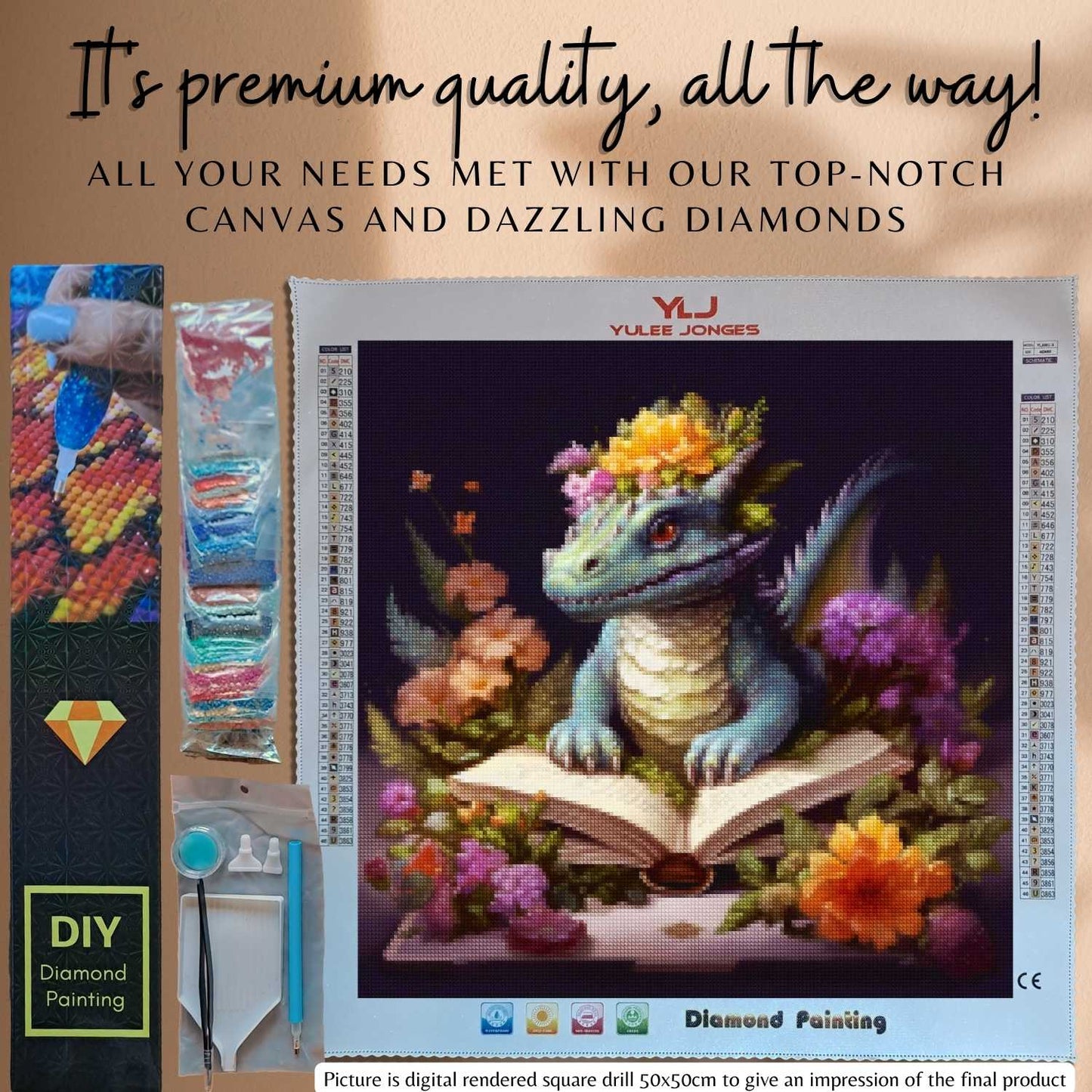 Floral Dragon Tales - Dragon Diamond Painting Kit - YLJ Art Shop - YLJ Art Shop