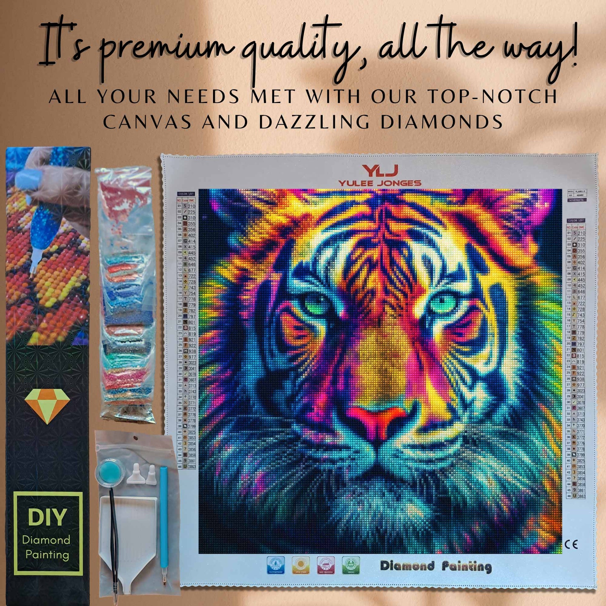 Psychedelic Tiger - Tiger Diamond Painting Kit - YLJ Art Shop - YLJ Art Shop