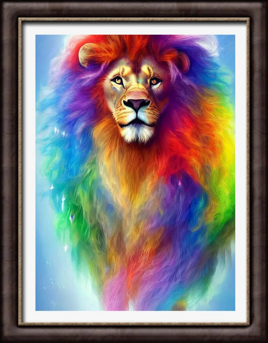 "Rainbow Fire Mane Lion" - Full Drill Diamond Painting Kit - YLJ Art Shop - YuLee Jonges