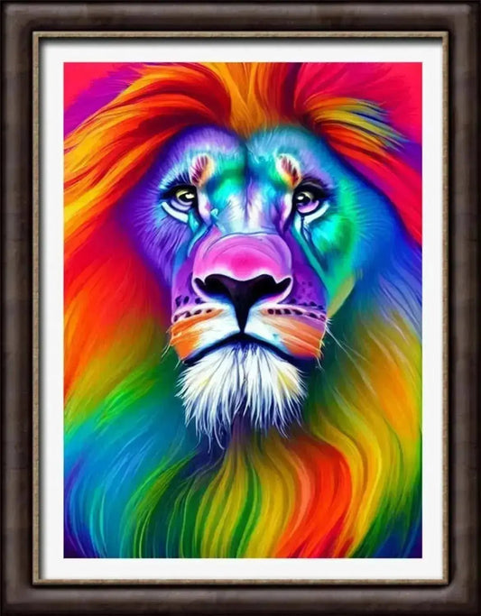 Rainbow Lion Portrait - Lion Diamond Painting Kit - YLJ Art Shop - YLJ Art Shop