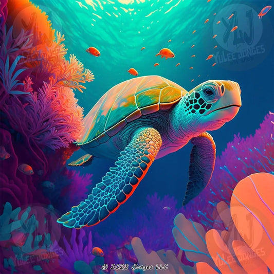 "Sea Turtle's Journey" - Full Drill Diamond Painting Kit - YLJ Art Shop - YuLee Jonges