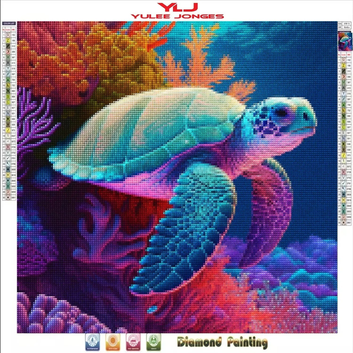Frameless Diy 5d Artificial Diamond Painting Turtle Diamond - Temu